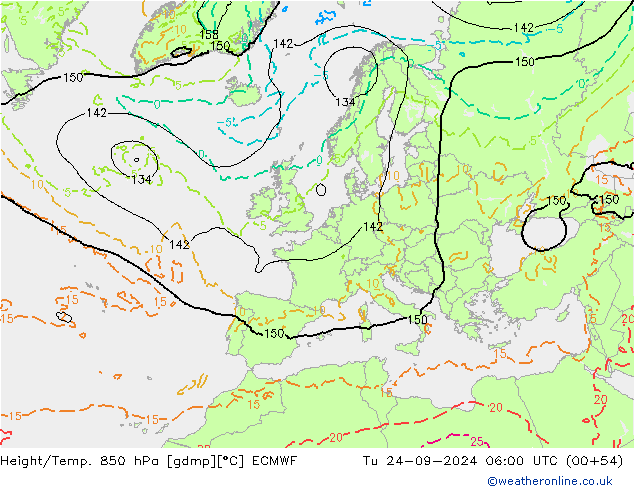 Z500/Rain (+SLP)/Z850 ECMWF Tu 24.09.2024 06 UTC