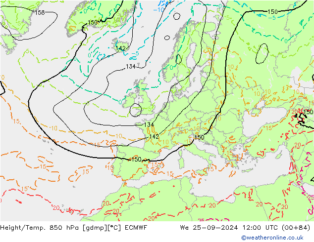 Z500/Regen(+SLP)/Z850 ECMWF wo 25.09.2024 12 UTC