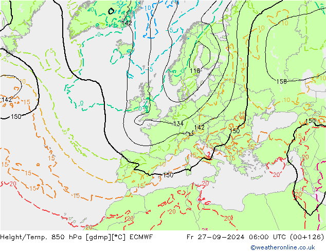 Height/Temp. 850 hPa ECMWF Fr 27.09.2024 06 UTC