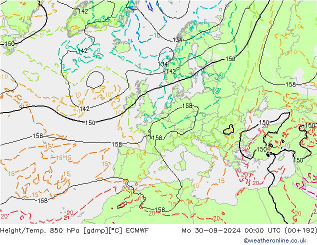 Z500/Rain (+SLP)/Z850 ECMWF Po 30.09.2024 00 UTC