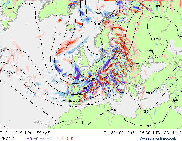 T-Adv. 500 гПа ECMWF чт 26.09.2024 18 UTC