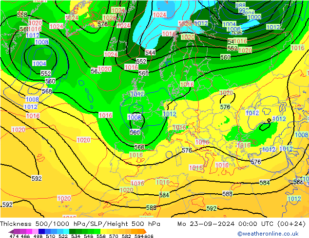 Thck 500-1000hPa ECMWF Mo 23.09.2024 00 UTC