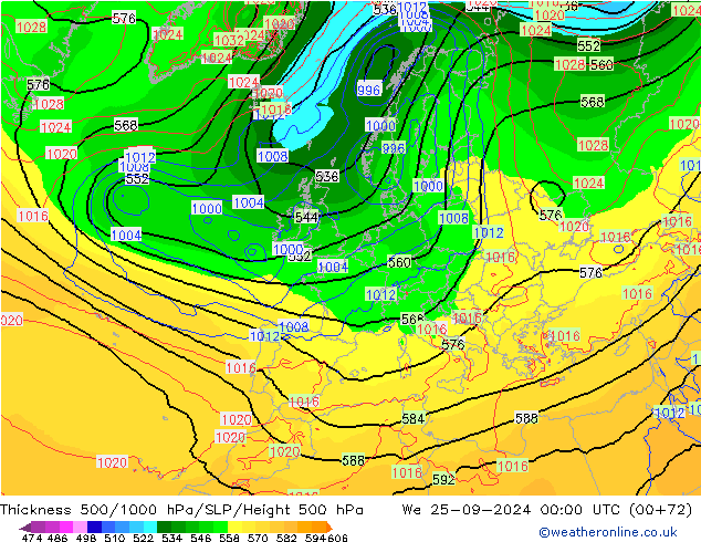 Thck 500-1000hPa ECMWF We 25.09.2024 00 UTC