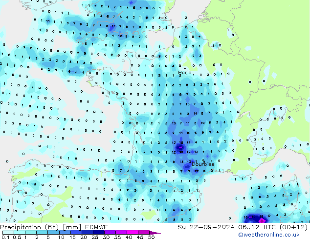 Z500/Regen(+SLP)/Z850 ECMWF zo 22.09.2024 12 UTC