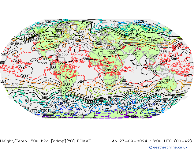 Z500/Rain (+SLP)/Z850 ECMWF Mo 23.09.2024 18 UTC