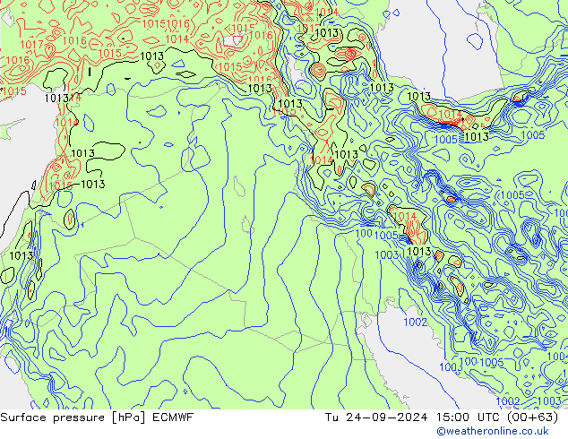 Pressione al suolo ECMWF mar 24.09.2024 15 UTC