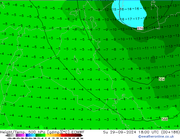 Height/Temp. 500 гПа ECMWF Вс 29.09.2024 18 UTC