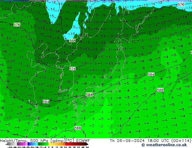 Height/Temp. 500 hPa ECMWF  26.09.2024 18 UTC