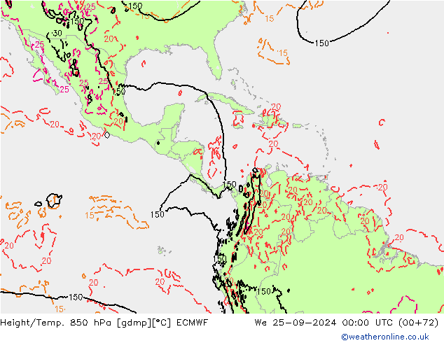 Z500/Regen(+SLP)/Z850 ECMWF wo 25.09.2024 00 UTC