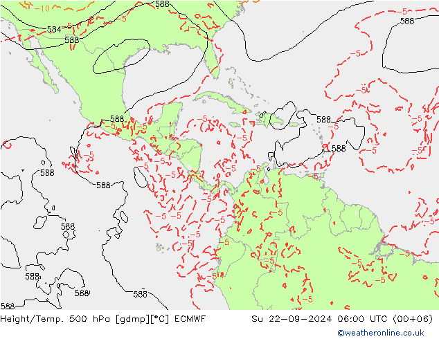 Height/Temp. 500 гПа ECMWF Вс 22.09.2024 06 UTC