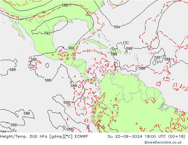 Z500/Rain (+SLP)/Z850 ECMWF Вс 22.09.2024 18 UTC