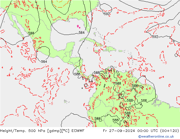 Z500/Rain (+SLP)/Z850 ECMWF Fr 27.09.2024 00 UTC