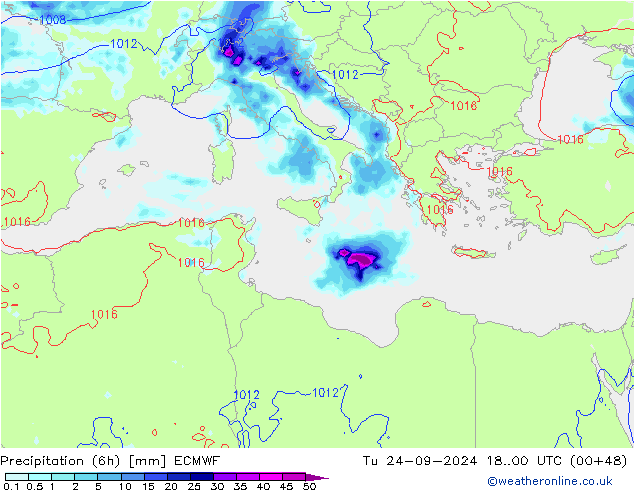 Z500/Regen(+SLP)/Z850 ECMWF di 24.09.2024 00 UTC