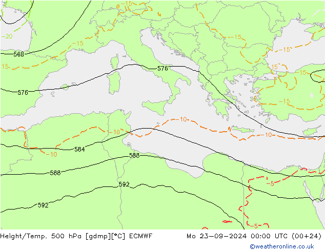 Z500/Rain (+SLP)/Z850 ECMWF lun 23.09.2024 00 UTC