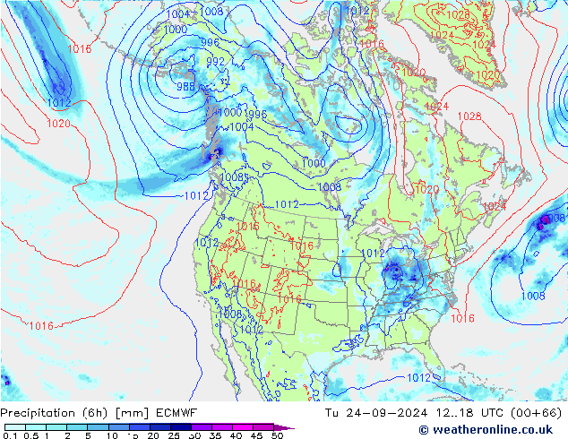 Z500/Regen(+SLP)/Z850 ECMWF di 24.09.2024 18 UTC