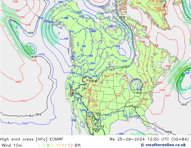 Windvelden ECMWF wo 25.09.2024 12 UTC