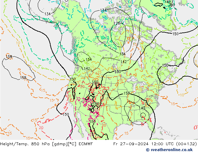 Height/Temp. 850 hPa ECMWF Pá 27.09.2024 12 UTC