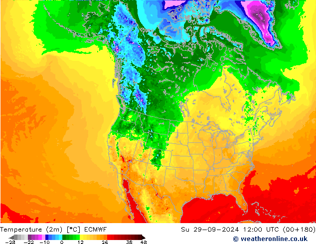 Sıcaklık Haritası (2m) ECMWF Paz 29.09.2024 12 UTC