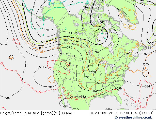 Z500/Rain (+SLP)/Z850 ECMWF Di 24.09.2024 12 UTC