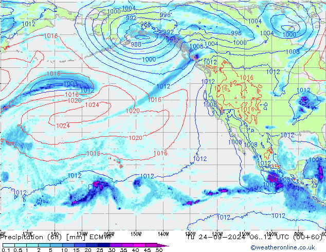 Z500/Yağmur (+YB)/Z850 ECMWF Sa 24.09.2024 12 UTC