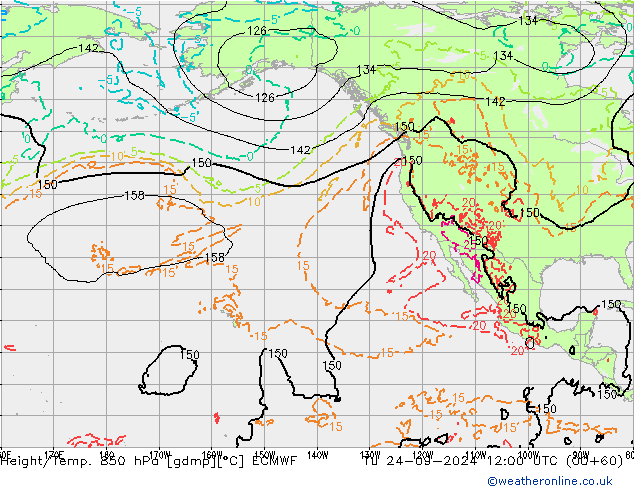 Z500/Yağmur (+YB)/Z850 ECMWF Sa 24.09.2024 12 UTC