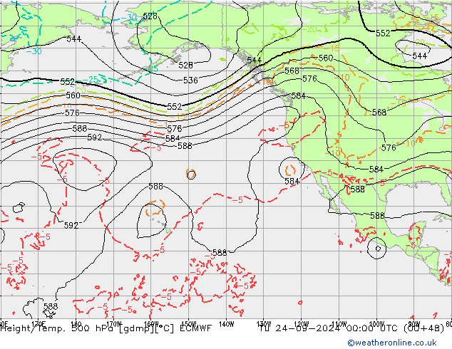 Z500/Yağmur (+YB)/Z850 ECMWF Sa 24.09.2024 00 UTC