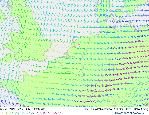  700 hPa ECMWF  27.09.2024 18 UTC