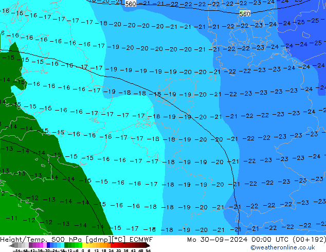 Z500/Rain (+SLP)/Z850 ECMWF Mo 30.09.2024 00 UTC