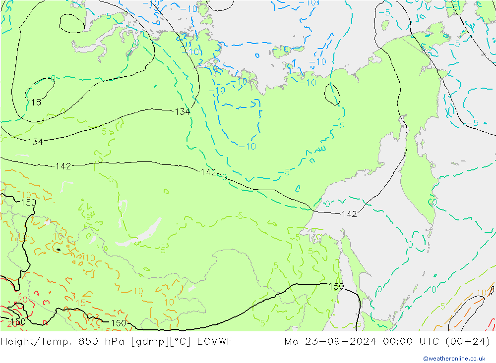 Yükseklik/Sıc. 850 hPa ECMWF Pzt 23.09.2024 00 UTC