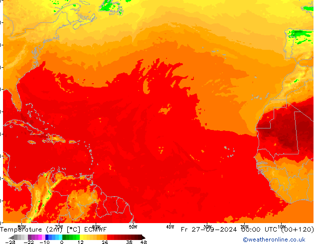 Temperatura (2m) ECMWF Sex 27.09.2024 00 UTC