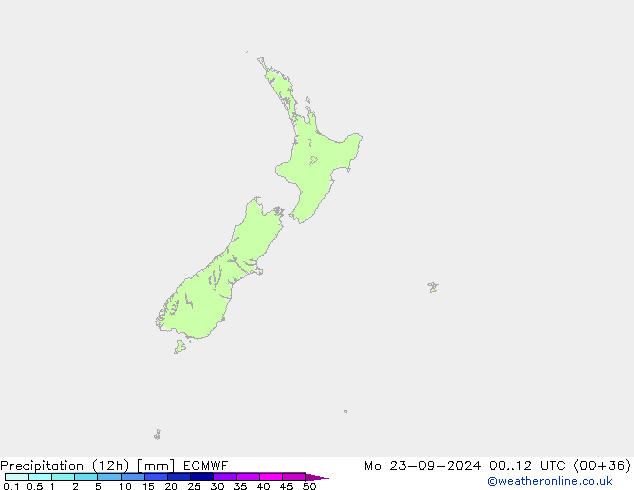 Totale neerslag (12h) ECMWF ma 23.09.2024 12 UTC