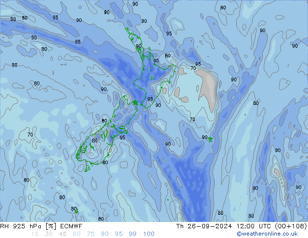 RH 925 hPa ECMWF Th 26.09.2024 12 UTC