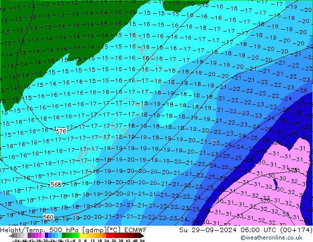 Height/Temp. 500 hPa ECMWF  29.09.2024 06 UTC