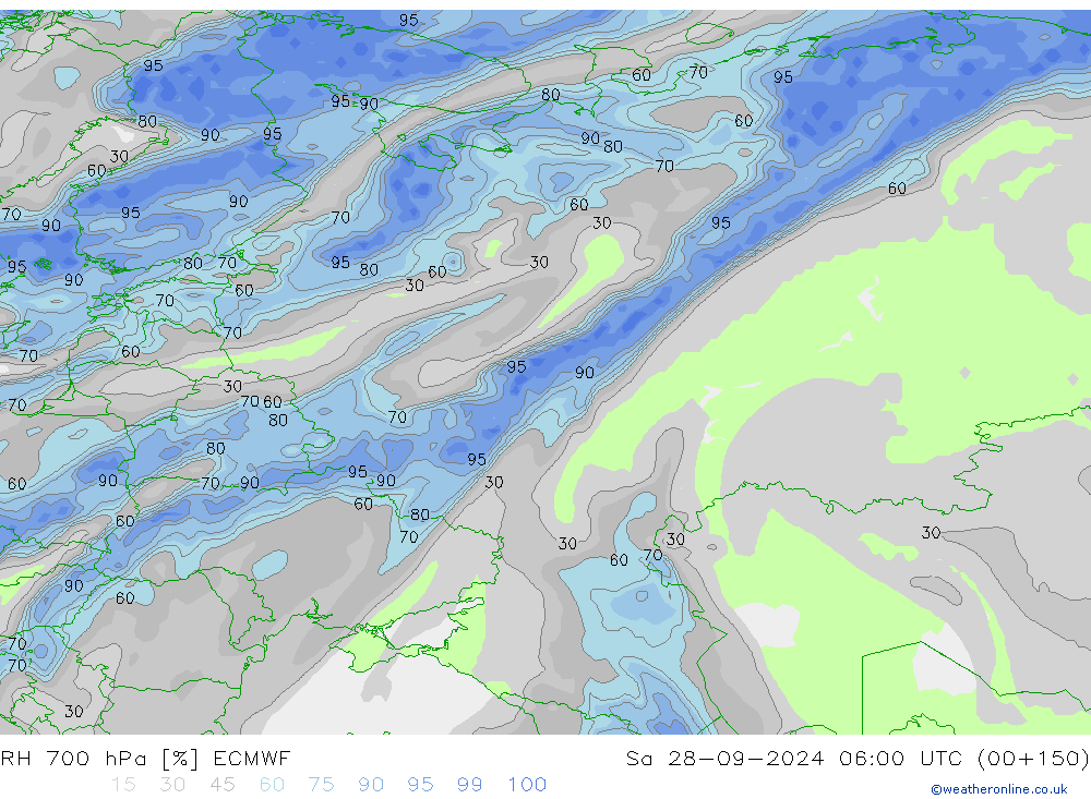 RH 700 hPa ECMWF  28.09.2024 06 UTC