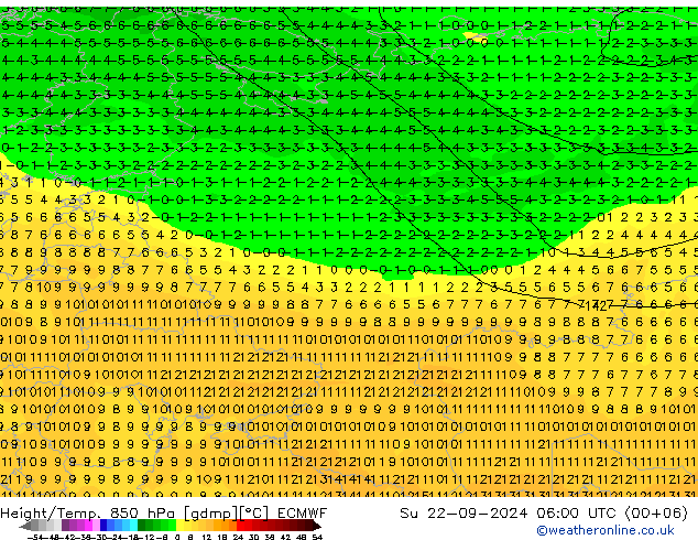 Z500/Rain (+SLP)/Z850 ECMWF Su 22.09.2024 06 UTC