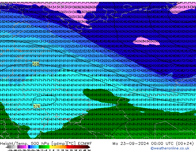 Z500/Rain (+SLP)/Z850 ECMWF Mo 23.09.2024 00 UTC