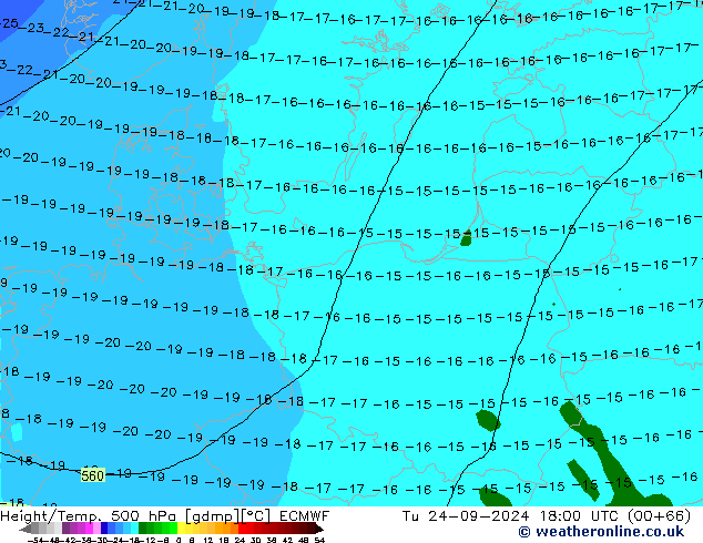 Z500/Regen(+SLP)/Z850 ECMWF di 24.09.2024 18 UTC