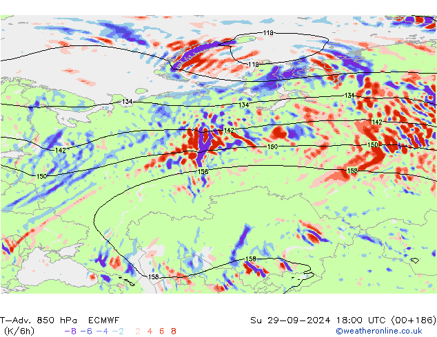 T-Adv. 850 hPa ECMWF Su 29.09.2024 18 UTC