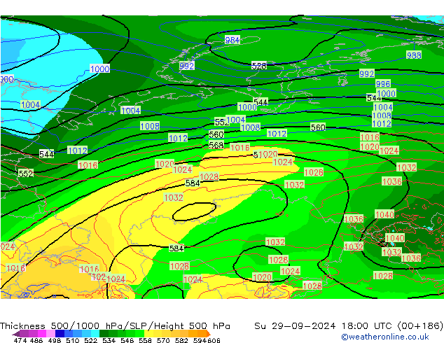 Thck 500-1000hPa ECMWF nie. 29.09.2024 18 UTC