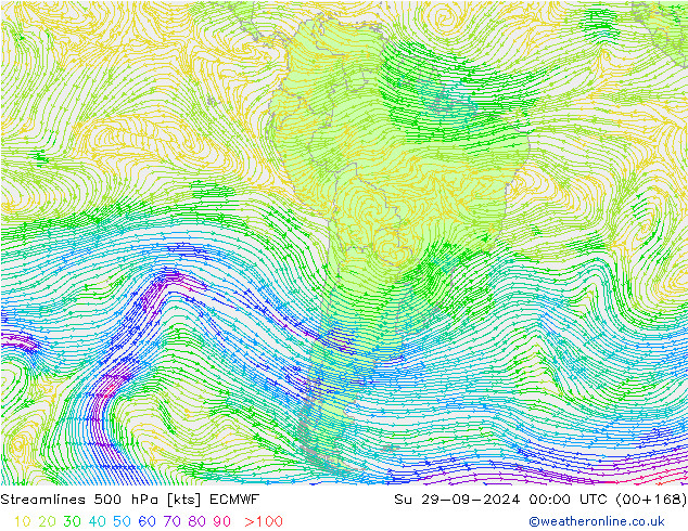 Streamlines 500 hPa ECMWF Su 29.09.2024 00 UTC