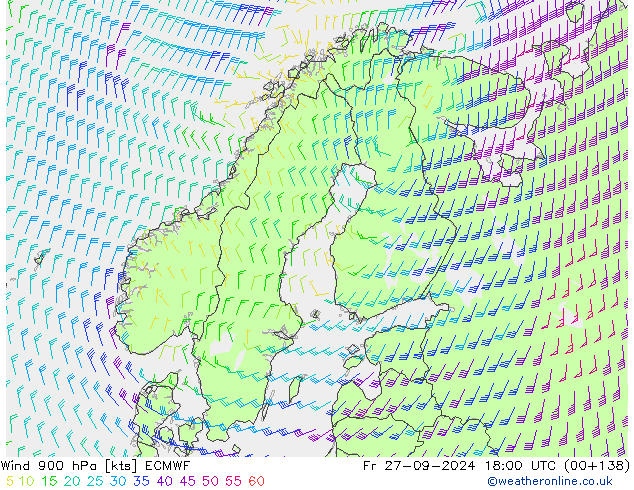 Wind 900 hPa ECMWF Fr 27.09.2024 18 UTC