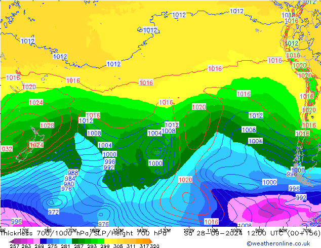 Thck 700-1000 hPa ECMWF Sa 28.09.2024 12 UTC