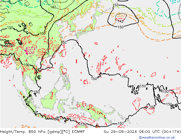 Height/Temp. 850 hPa ECMWF Dom 29.09.2024 06 UTC