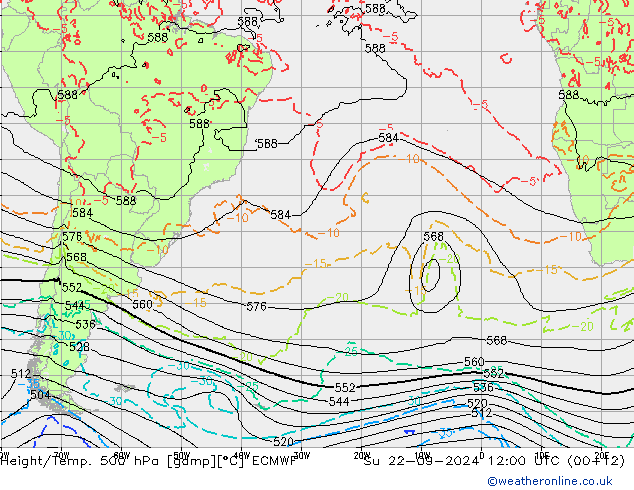 Z500/Rain (+SLP)/Z850 ECMWF Ne 22.09.2024 12 UTC