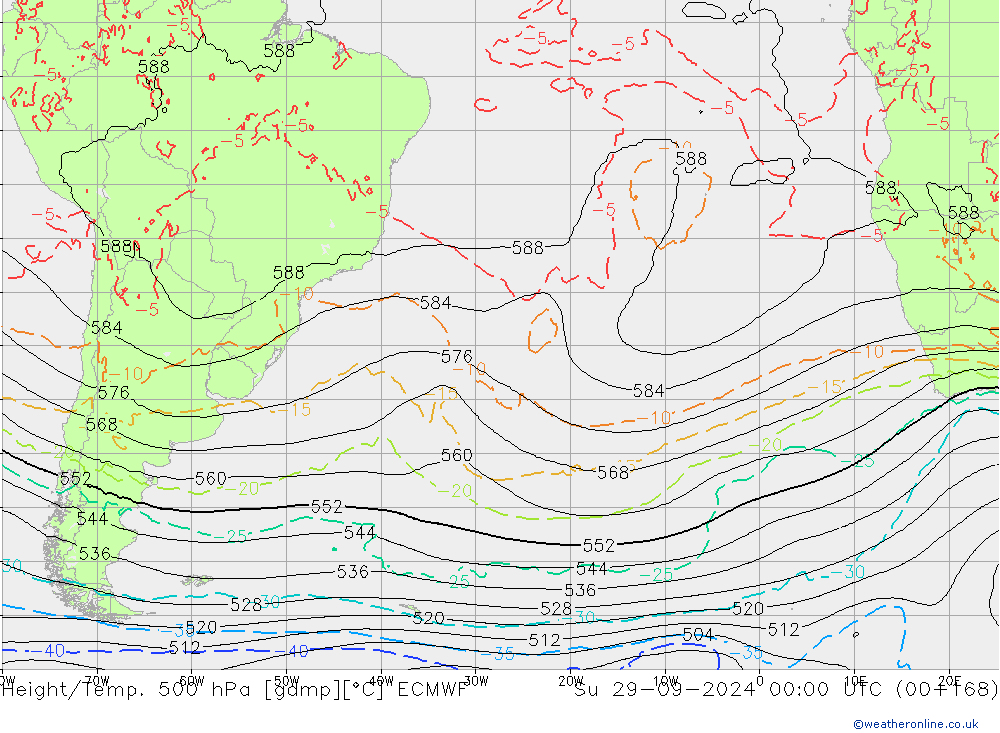 Z500/Rain (+SLP)/Z850 ECMWF Ne 29.09.2024 00 UTC