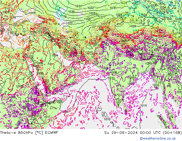 Theta-e 850hPa ECMWF dom 29.09.2024 00 UTC