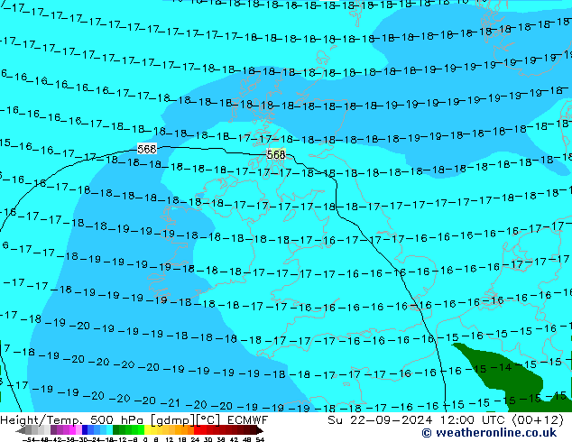 Z500/Regen(+SLP)/Z850 ECMWF zo 22.09.2024 12 UTC