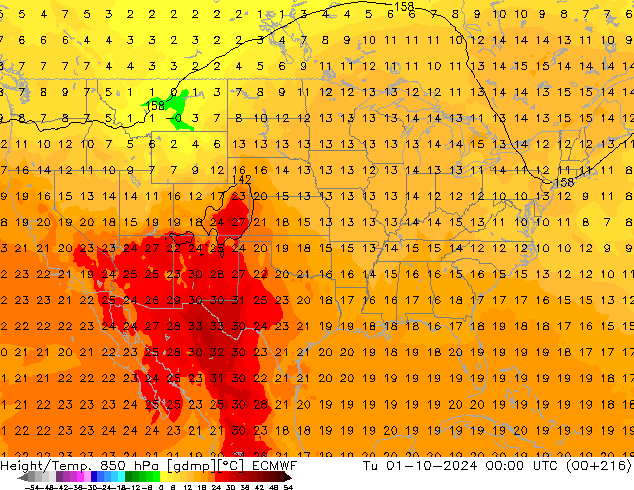 Z500/Rain (+SLP)/Z850 ECMWF Ter 01.10.2024 00 UTC