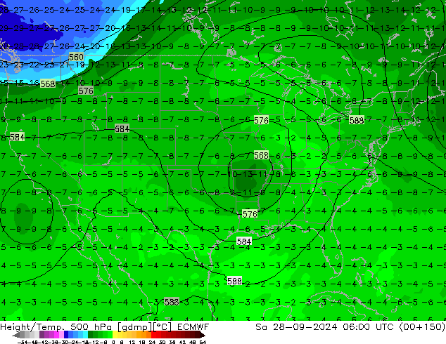 Z500/Rain (+SLP)/Z850 ECMWF Sa 28.09.2024 06 UTC