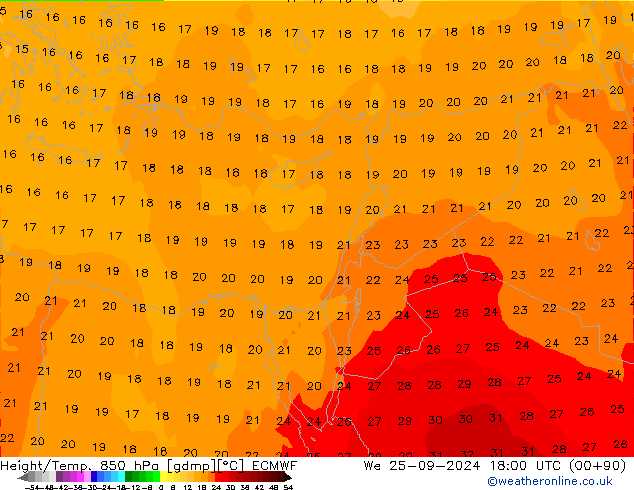 Z500/Rain (+SLP)/Z850 ECMWF We 25.09.2024 18 UTC